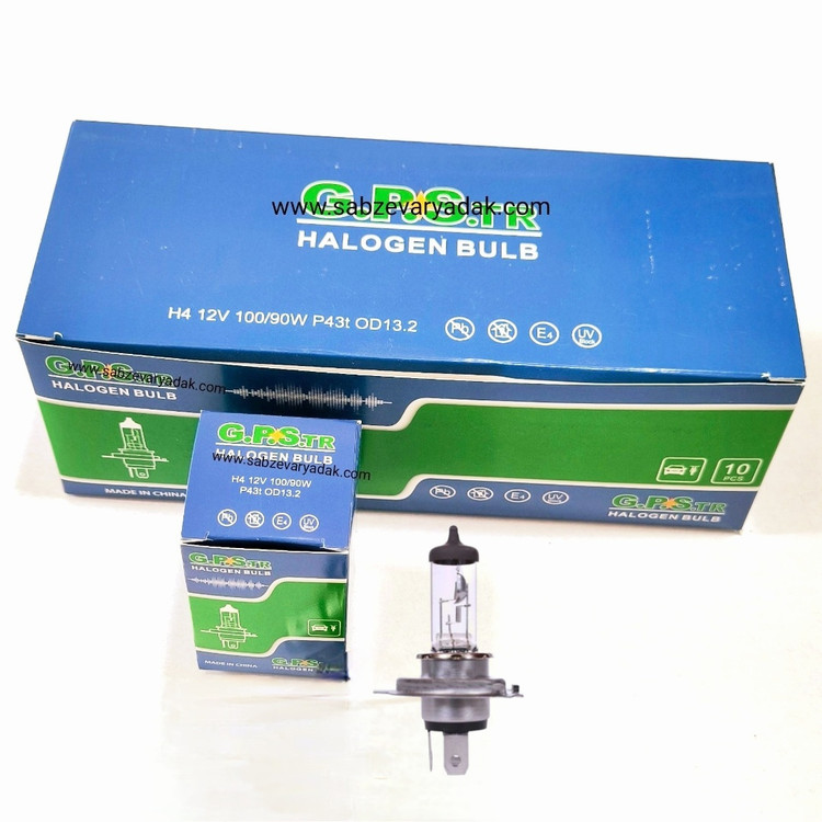 لامپ H4 سه خار رنگ فابریک (گرم) 100w برند G.P.S